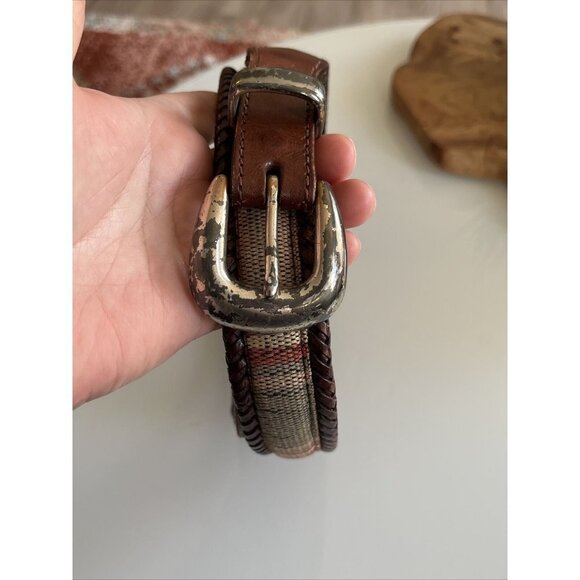 Vintage Boho Leather & stitched Fabric Belt USA 40 - Picture 5 of 5